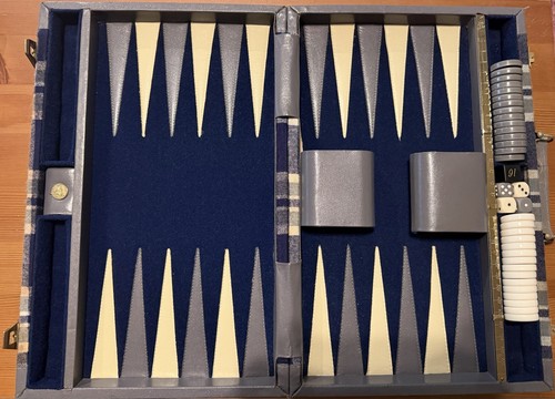 Vintage Aries Of Beverly Hills Travel Blue Velvet Backgammon Board (no manual)