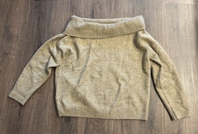 Lillusory Women's Off The Shoulder Sweater - Coffee - Size XL