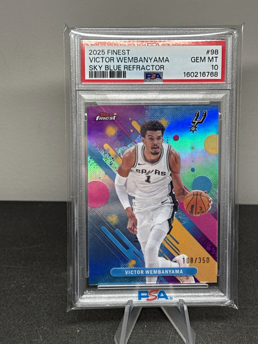 2025 Topps Finest Victor Wembanyama Sky Blue Refractor /350 PSA 10 Spurs