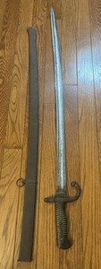 French M1866 Chassepot Yatagan style Sabre Bayonet with scabbard WW1 Antique