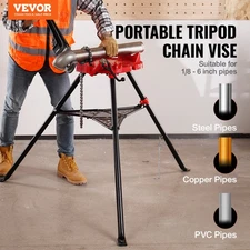 New 460-6 Tripod Pipe Chain Vise 1/8"-6" Capacity,Pipe Stand Portable Foldab