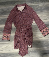 Free People "Silky Rillo" Shirtdress in Blackberry Tapestry Print Medium NEW
