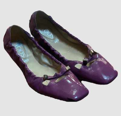 Tod s Women's Dee Ballet Flat Maroon Purple 9.5