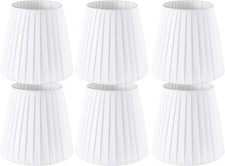 Set of 6 Natural Linen White Clip On Chandelier Lamp Shades For Chandeliers