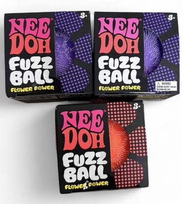NeeDoh Fuzz Ball Fuzzball - PURPLE/ORANGE - NEW IN BOX - AUTHENTIC 3 PACK