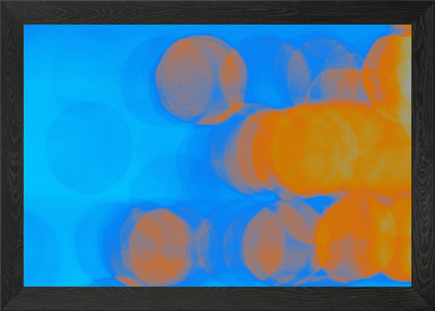 Abstraktes blaues und orangefarbenes Bokeh gerahmtes Wandbild Poster Leinwanddruck Bild