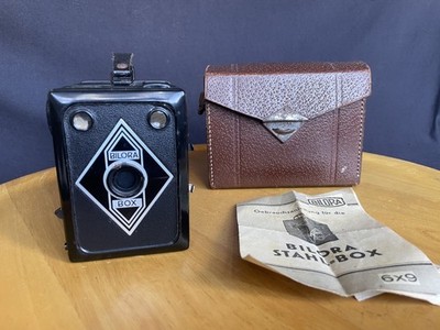Vintage Bilora Stahl Box 6x9 Kamera mit Tasche und Anleitung SD22
