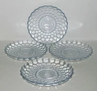 Anchor Hocking Glass  BUBBLE Sapphire Blue Set of 4 Indented Saucers