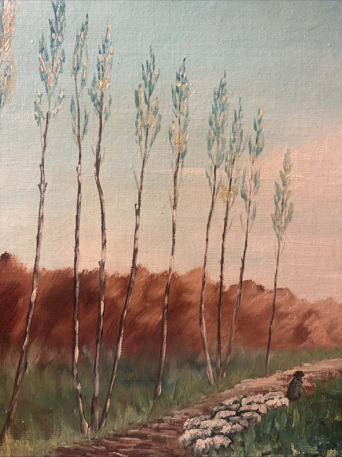 Italian “F . MAZZONCINI” LANDSCAPE  VILLAGE SCENE Oil on Wood Panel Signed