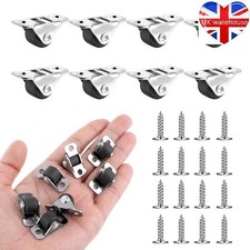 8 Pcs Mini Caster Wheels Little Rubber Rolling Wheels Low Profile Swivel Casters