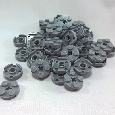 50 NEUE LEGO Plate, Round 2 x 2 with Axle Hole BlÃ¤ulich Hellgrau