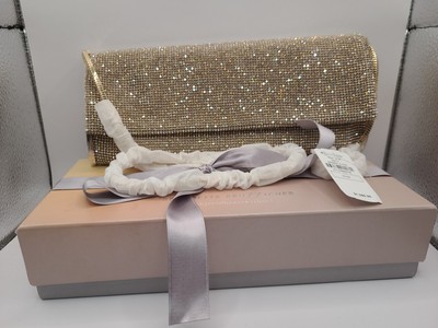 New Benedetta Bruzziches Kate Embellished Long Clutch Bag Crystal in Gold