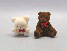Dollhouse Miniatures Vintage Flocked Teddy Bears Lot of 2 1:12 Scale EUC