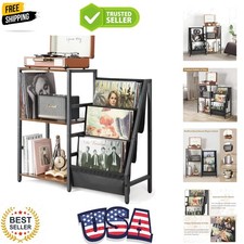 Record Player Stand, Turntable Stand with 3-Tier Vinyl Record Storage, Record...