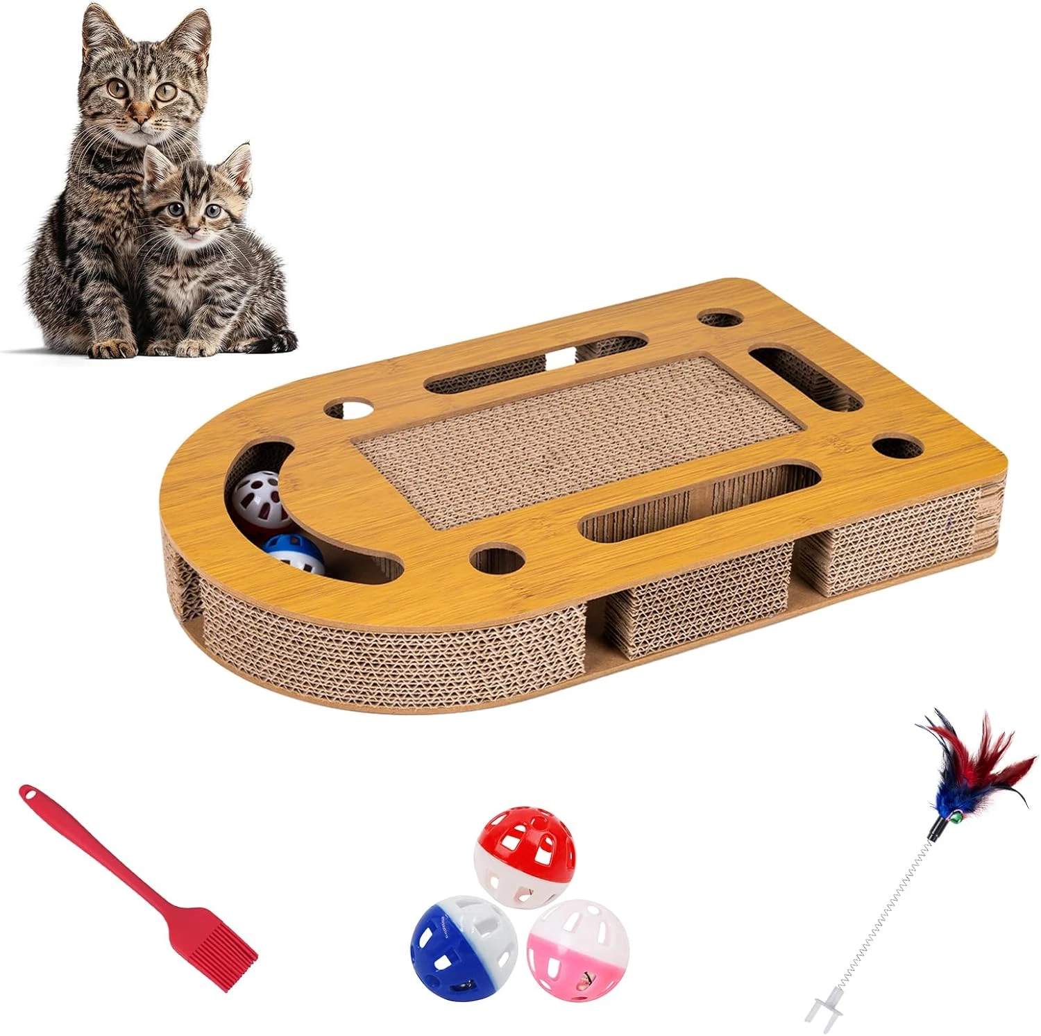 Cat Scratch Puzzle Enrichment Box, Cat Nail File Enrichment Box, Wooden Cat Puzz