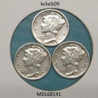 Mercury dime lot of 3, 1941-P, 1942-P, 1943-P.  90% silver coins — photo 1
