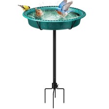 Outdoor Bird Bath Bowl w/ Metal Stake Green B...