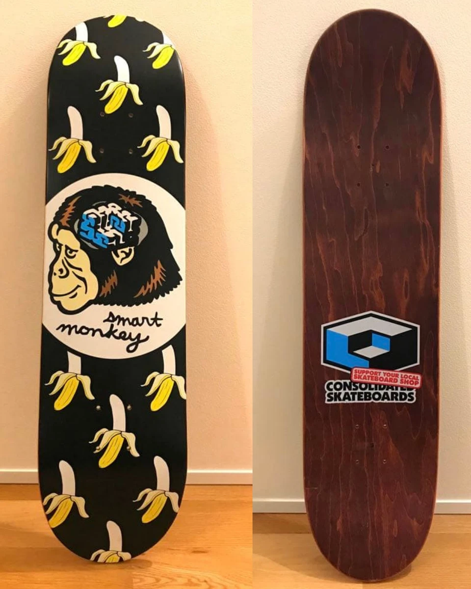 Consolidated Skateboards Smart Money Brain Monkey Banana Deck 8.0
