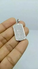 3.00Ct Round Cut Lab-Created Diamond Men's Dog Tag Pendant 14k White Gold Plated