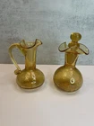 Vtg Blenko Amber Crackle Glass Mini Pitcher And Decanter 5"