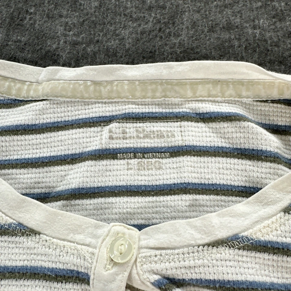 Camiseta LL Bean Mujer Blanca Azul Verde Rayas Mangas Largas Talla Grande Foto 3 de 4