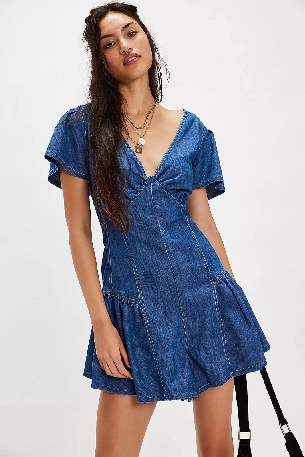 NWT Free People Mia Denim Blue Playsuit. Size Medium