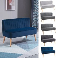 Modern Double Seat Sofa Compact Loveseat Couch Padded Wood Legs