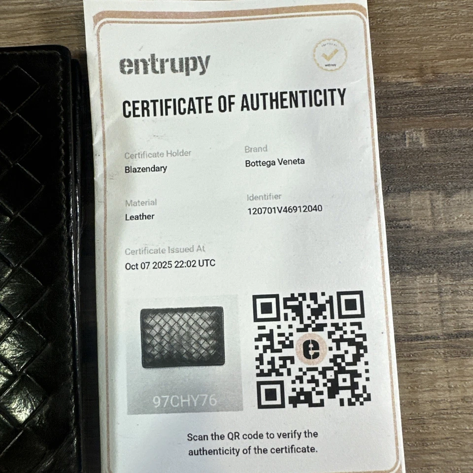 Auténtico tarjetero Bottega Veneta marrón intrecciato piel de cordero Foto 3 de 4