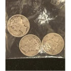 Lot of 3 Vintage Mercury Silver Dimes 1936 1940 1945 90% Silver US Coins