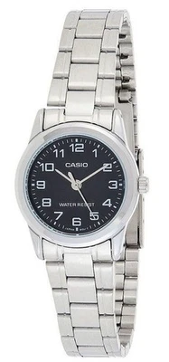 Casio Quarz LTPV001D-1B Japan Mov't Schwarz Zifferblatt Edelstahl WR30M Damenuhr - Bild 1 von 4
