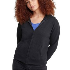 Hanes EcoSmart Black Full Zip Hoodie Sweatshirt Womens XL