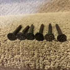 6 Antique date nails Soo Line Railroad 09 13 16 17 18 49 Spikes