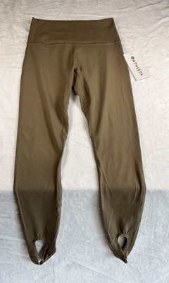 Athleta Transcend Stirrup Tight Legging Sz Med Rustic Beige Yoga Pilates Dance