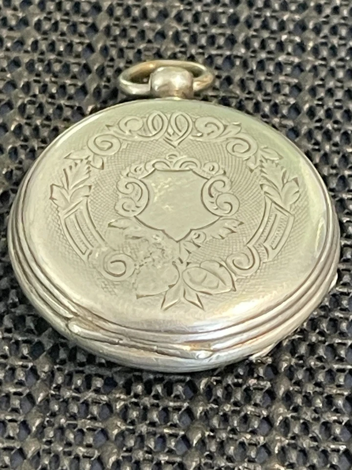 Antique Key Wind Pocket Watch Ornate Silver Tone Case Parts/Repair - Image 4 of 4