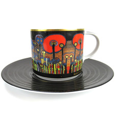 Tettau Porzellan Künstler-Sammeltasse Friedensreich Hundertwasser Achtung Gras