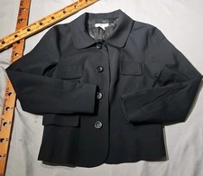Pendleton Jacket Womens Sz 8 Petite Black Pocket Virgin Wool Preppy Blazer
