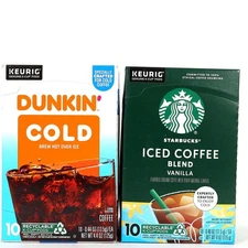 Dunkin' Cold Brew, May/2025, Starbucks Iced Coffee Vanilla, Dec/2025