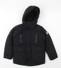 Matalan Boys Black Hooded Parka Jacket 6 Years
