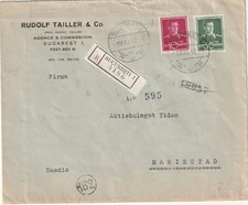 ROMANIA: Censored registered cover Bucarest to Sweden 1942.