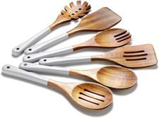 Wooden Spoons For Cooking, 6 Pieces Natural Acacia Wooden Cooking Utensils or No