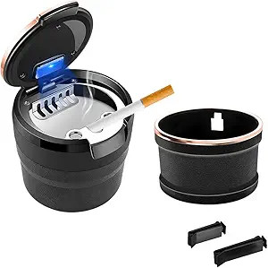 #ad #ad Ashtray with Lid Detachable Smokeless Ash Tray with LED Blue Light Portable As $16.99