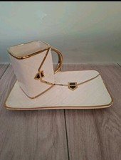 Geldbörse Keramik Tasse Kaffeetasse Gold wei...