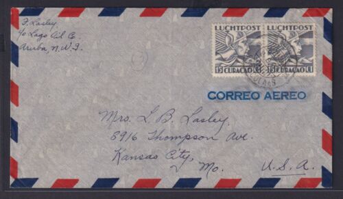 Curacao Übersee Brief MEF von Oranjestad Aruba nach Kansas City USA - Afbeelding 1 van 2