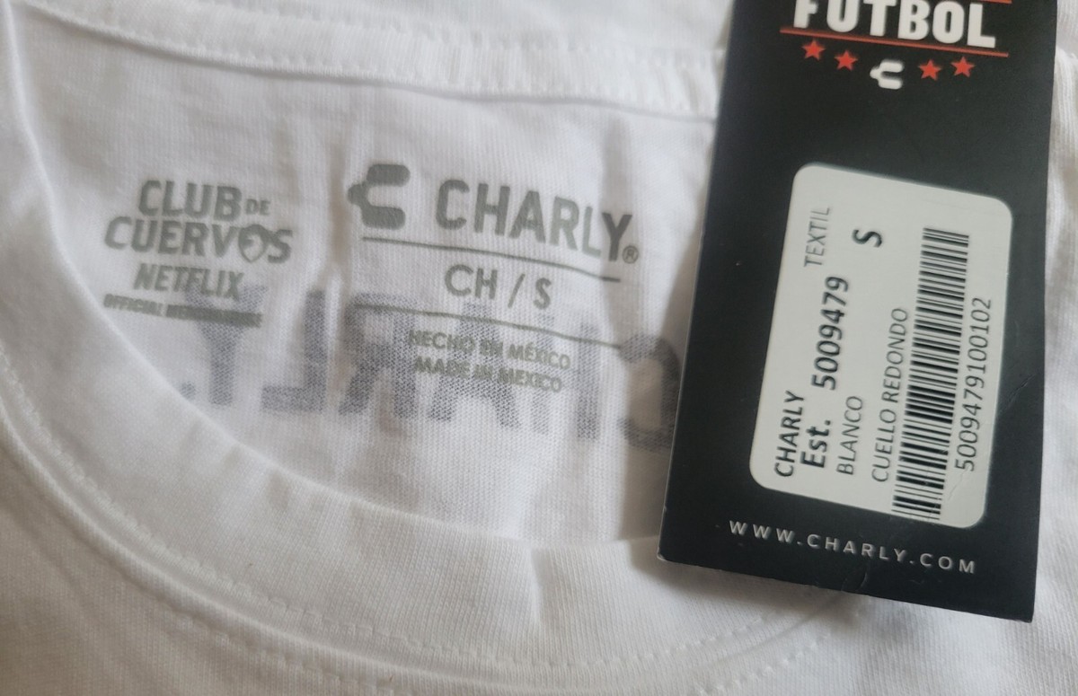 NWT Charly Netflix Club De Cuervos Futbol Logo T-Shirt White Mens