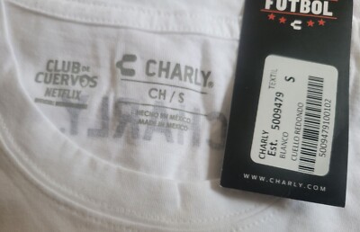 NWT Charly Netflix Club De Cuervos Futbol Logo T-Shirt White Mens