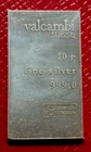 Valcambi Suisse 10 Gram Silver Bar  10g Bar .999 Fine Silver