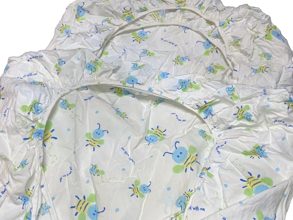 M9!¡GUAU! Juego de 2 sábanas ajustables vintage de algodón CARTER'S Bee para cuna niño pequeño Foto 4 de 4