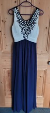 Evening Ball Prom Summer Wedding Black Tie Dress Blue White floral detail QUIZ 8