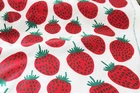 Marimekko cotton fabric red/white/green Pieni Mansikka 145x100cm by Maija Isola