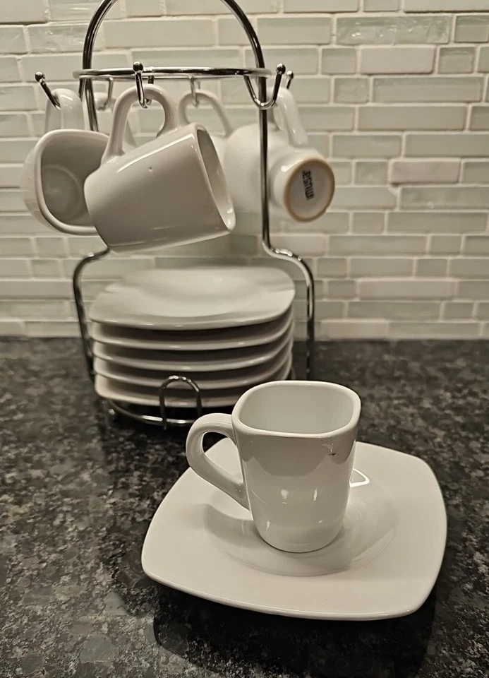 Juego de 6 tazas y 6 platillos con estante IMUSA ESPRESSO Demitasse Foto 2 de 4
